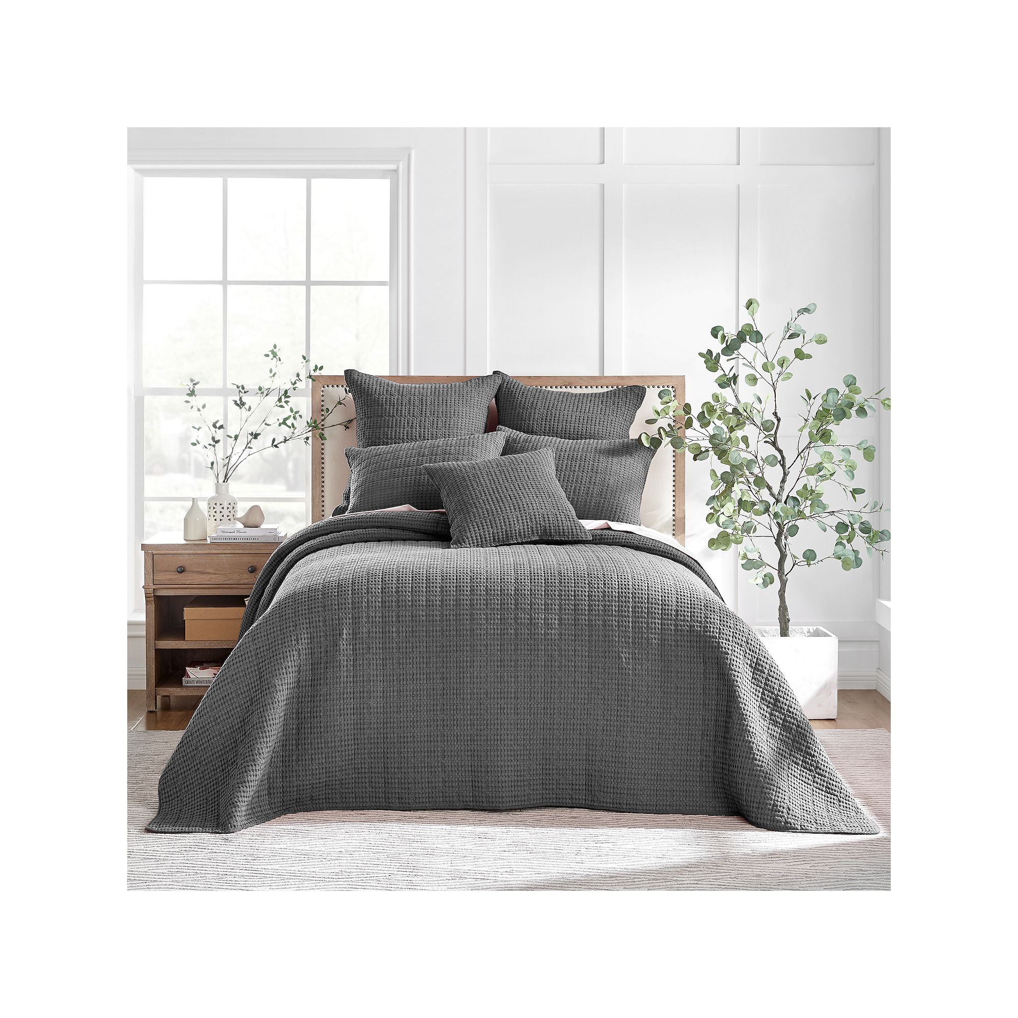 Levtex Home Mills Waffle Bedspread Set with Shams, Grey