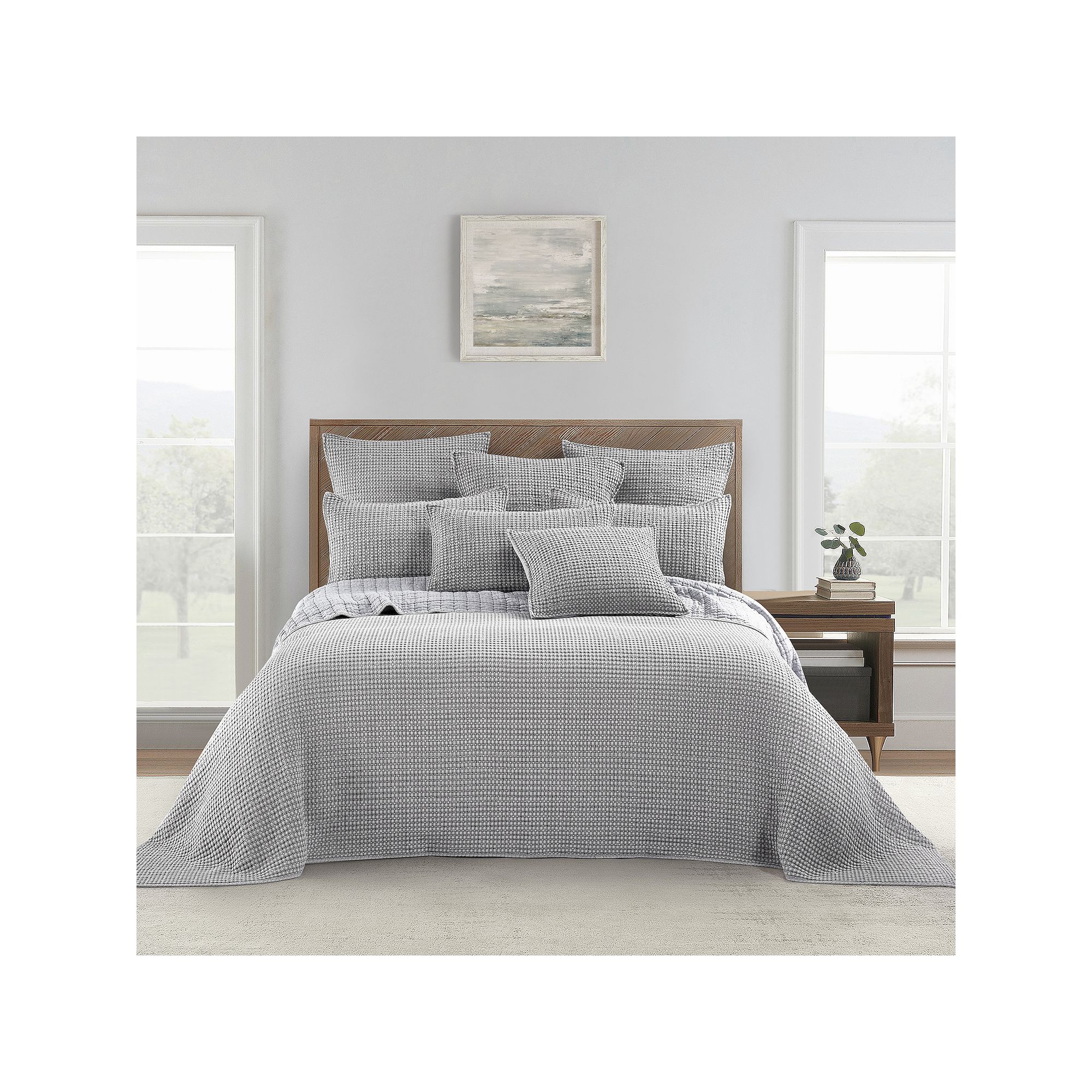 Levtex Home Mills Waffle Bedspread Set with Shams, Gray