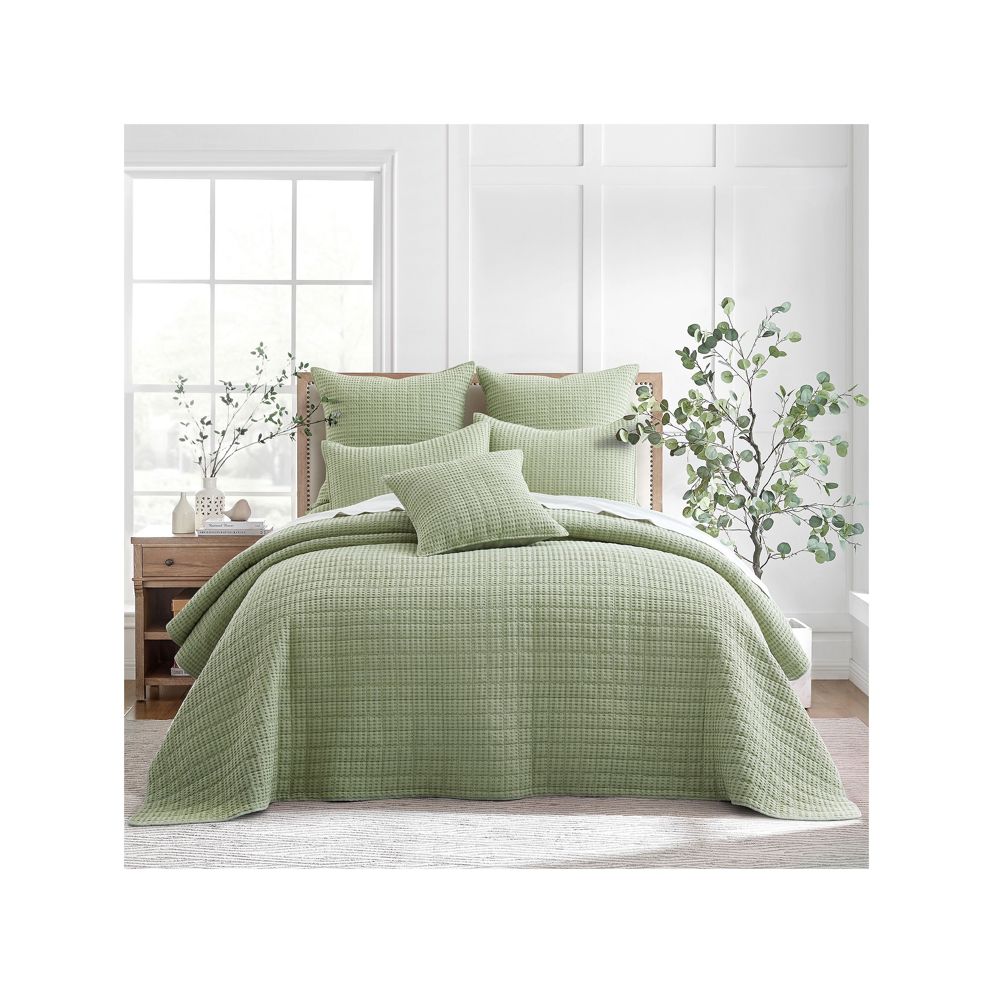 Levtex Home Mills Waffle Bedspread Set with Shams, Light Green