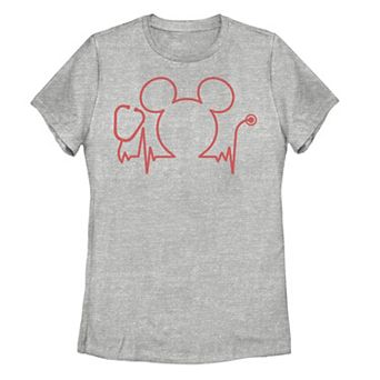 Disney's Nurse's Day Mickey Mouse Ears Stethoscope Heartline Graphic Tee