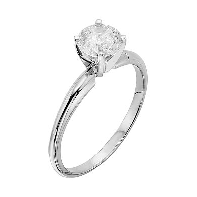 Certified Diamond Solitaire Engagement Ring in 14k White Gold (1 ct. T.W.)