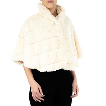 Women's Nina Leonard Faux-Fur Oversize Collar Snap Capelet