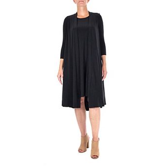 Women's Nina Leonard Godet Duster & High-Low Hem Dress Set