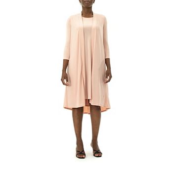 Women's Nina Leonard Godet Duster & High-Low Hem Dress Set