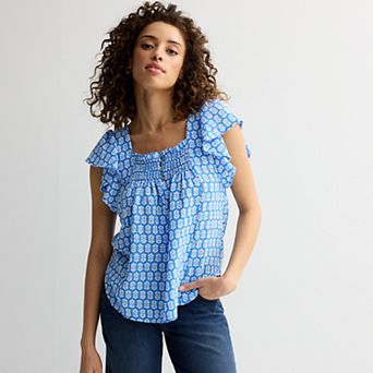 Women's Draper James Flutter Sleeve Smocked Top