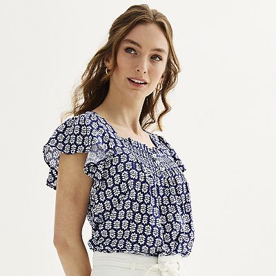 Women's Draper James Flutter Sleeve Smocked Top