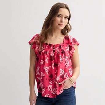 Women's Draper James Flutter Sleeve Smocked Top