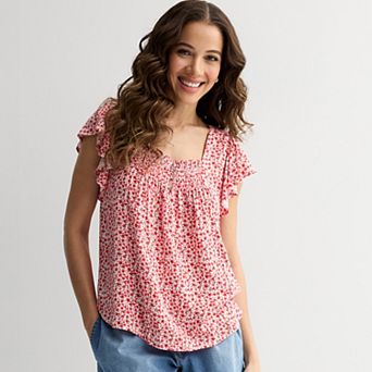 Women's Draper James Flutter Sleeve Smocked Top