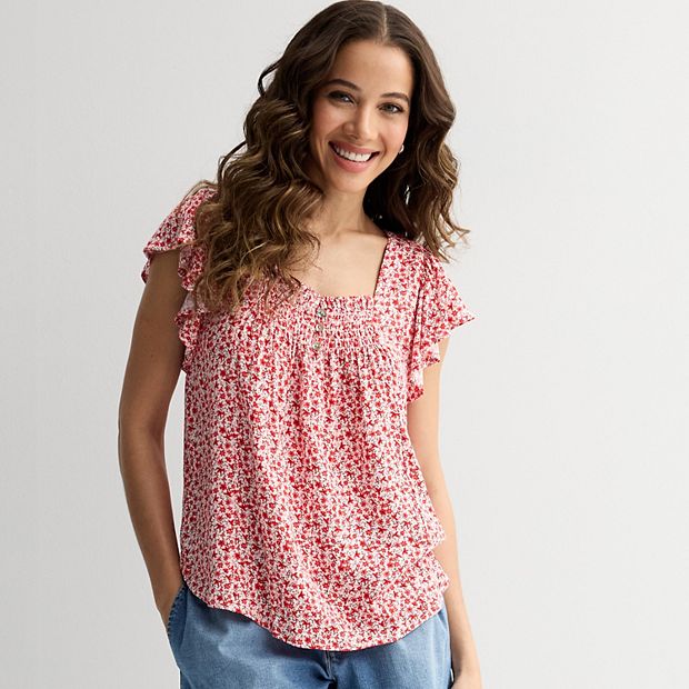 Women's Draper James Flutter Sleeve Smocked Top