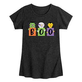 Girls 7-16 Halloween Boo Monster Signs Graphic Tee