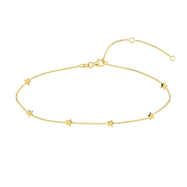 14k Gold Star Station Anklet