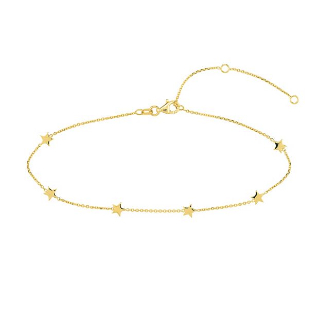 14k Gold Star Station Anklet