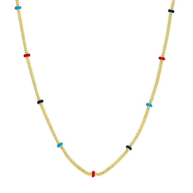 Color Romance 14k Gold Multicolor Enamel Saturn Chain Necklace, Womens, S