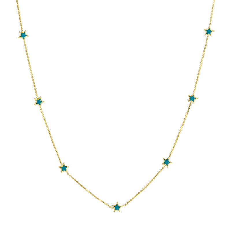 Color Romance 14k Gold Turquoise Enamel Star Necklace, Womens, Size: 18