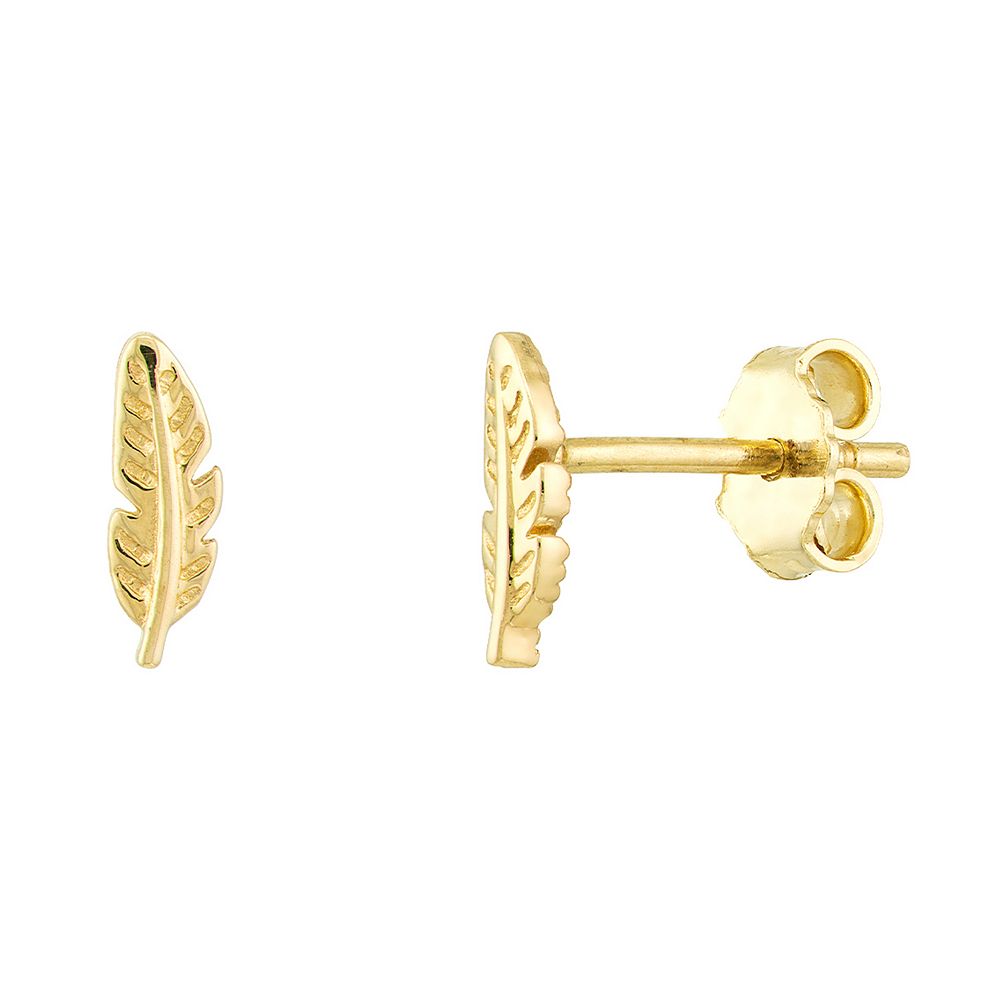 Rhodium Plated Feather Stud Earrings