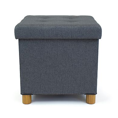 Humble Crew Collapsible Cube Storage Ottoman Foot Stool with Tray