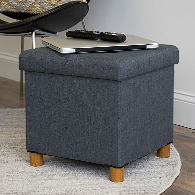 Humble Crew Collapsible Cube Storage Ottoman Foot Stool with Tray
