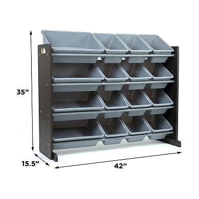 Humble Crew Sumatra Bin Espresso Toy Storage with 16 Storage Bins