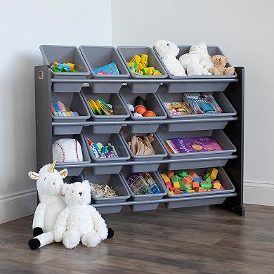 Humble Crew Sumatra Bin Espresso Toy Storage with 16 Storage Bins