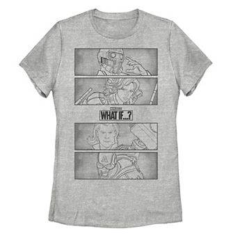Juniors' Marvel What If Line Group Panels Tee