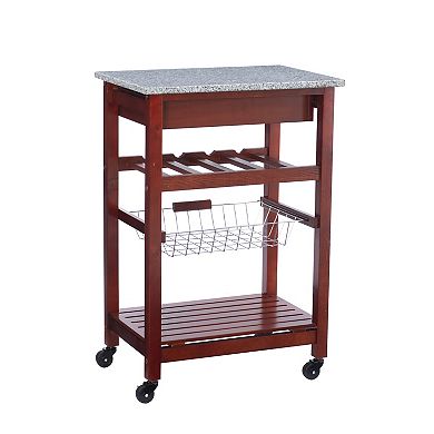 Linon Bamboo Granite-Top Kitchen Island