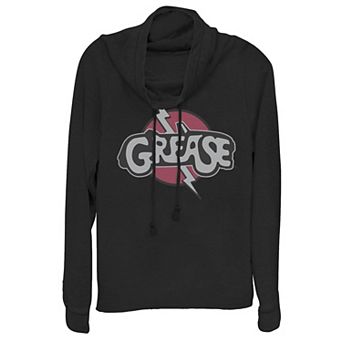 Juniors Grease Title Logo Patch Cowlneck Graphic Lightweight Long Sleeve