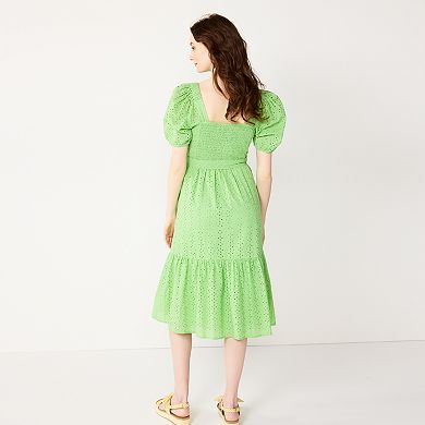 Women's DRAPER JAMES RSVP™ Eyelet Squareneck Midi Dress