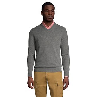 Big & Tall Lands' Fine Gauge Cashmere V-neck Sweater