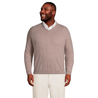 Big & Tall Lands' Fine Gauge Cashmere V-neck Sweater
