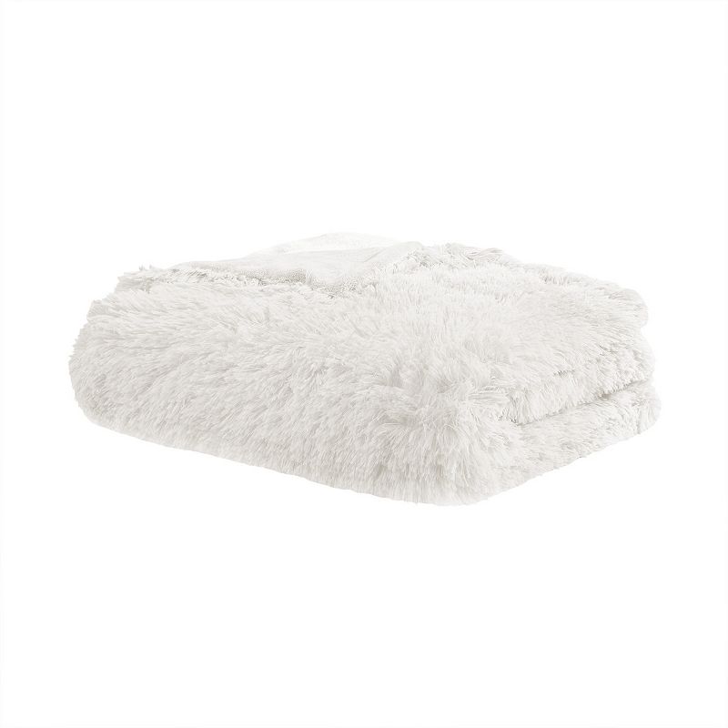 Beautyrest Beautyrest Leena Shaggy Faux Fur Weighted Throw Blanket, White, 