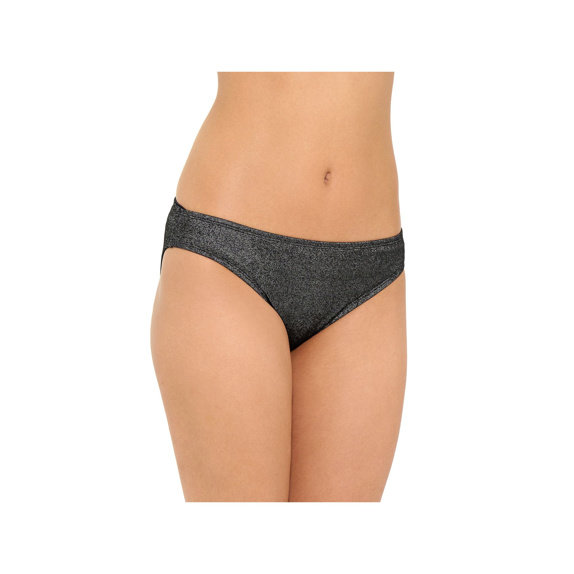 Womens Freshwater Hipster Swim Bottoms, Size: XXL, Shine Black