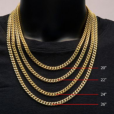 18k Gold Over Stainless Steel 8 mm Miami Cuban Chain Necklace
