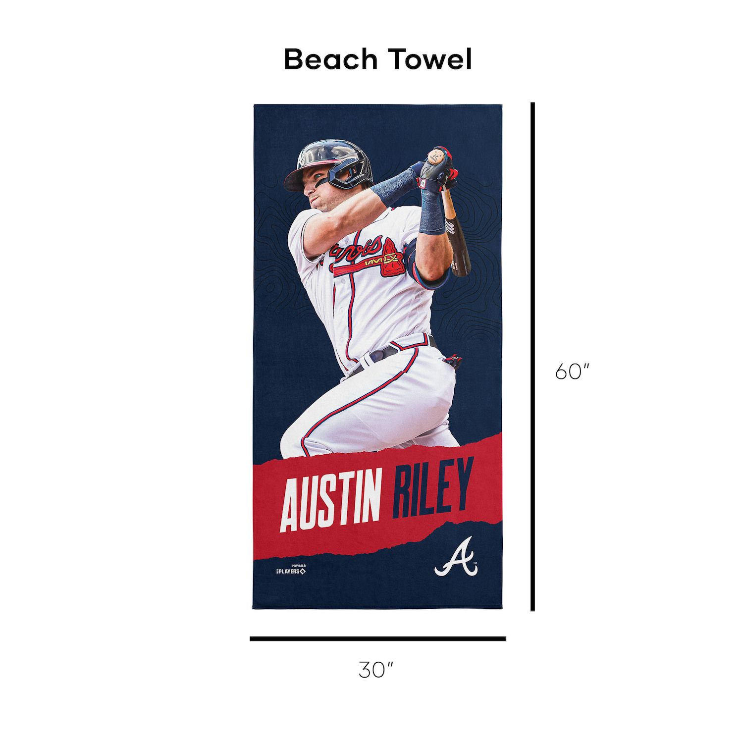 Atlanta Braves Austin Riley Beach Towel - Thumbnail 3