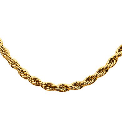 18k Gold Over Stainless Steel 6 mm Rope Chain Necklace