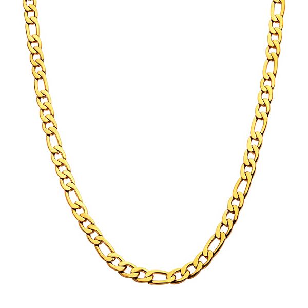 18k Gold Over Stainless Steel 6 mm Figaro Chain Necklace