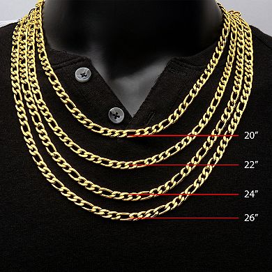 18k Gold Over Stainless Steel 6 mm Figaro Chain Necklace