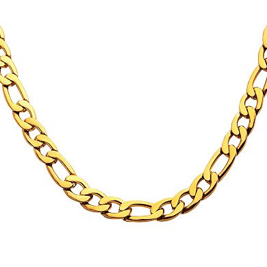 18k Gold Over Stainless Steel 6 mm Figaro Chain Necklace