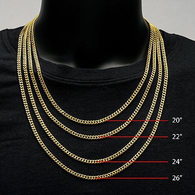 18k Gold Over Stainless Steel 6 mm Curb Chain Necklace