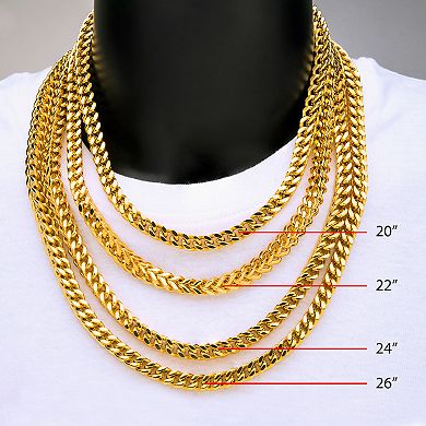 18k Gold Over Stainless Steel 8 mm Franco Chain Necklace