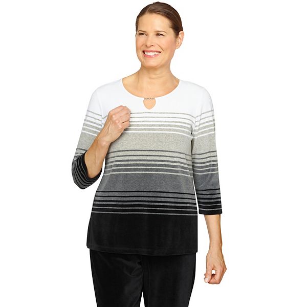 Women's Alfred Dunner Soft Striped Velour Top
