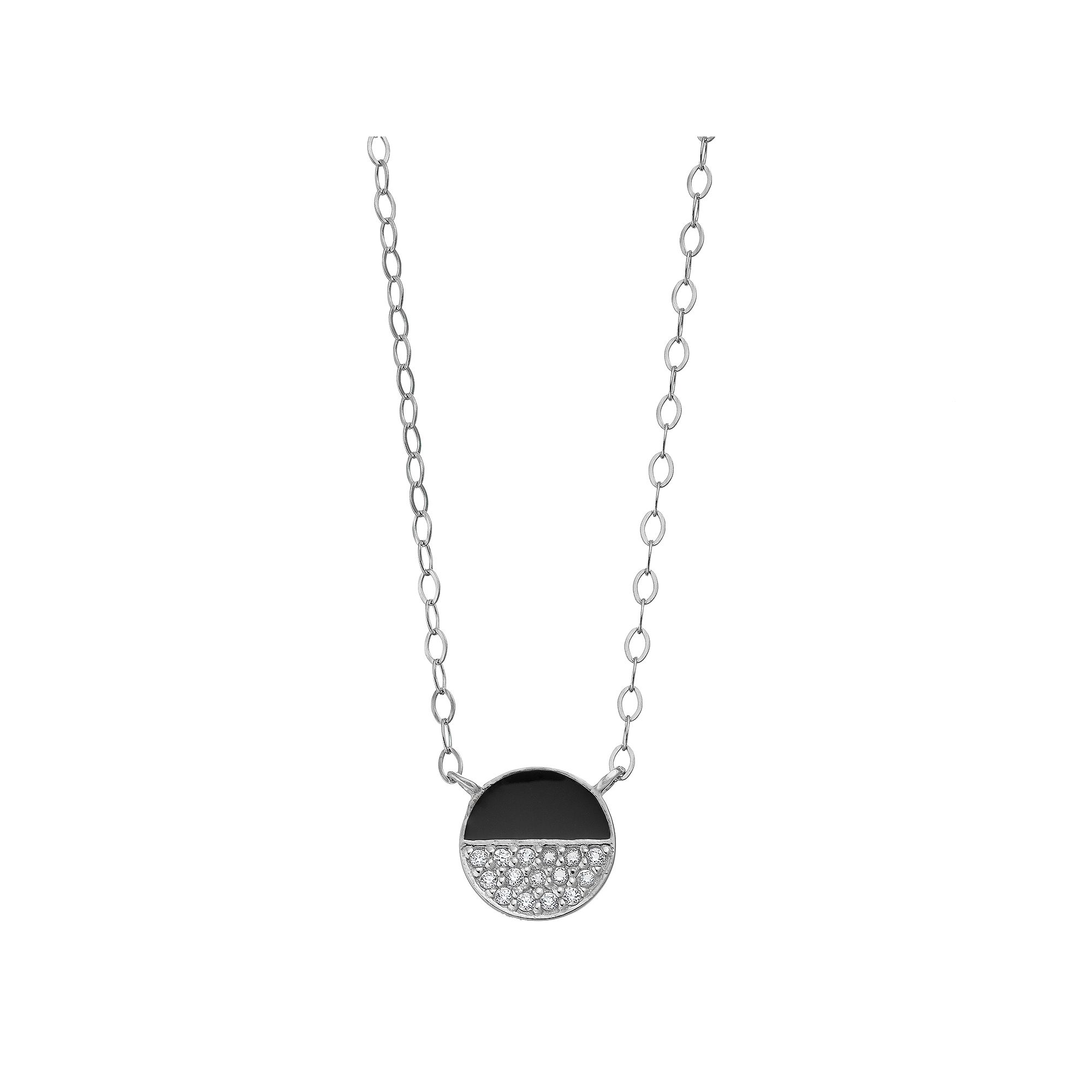 Aleure Precioso Sterling Silver Cubic Zirconia & Enamel Circle Necklace, W