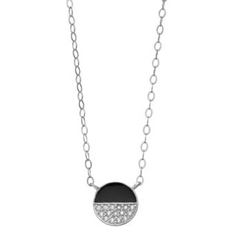 Aleure Precioso Sterling Silver Cubic Zirconia & Enamel Circle Necklace