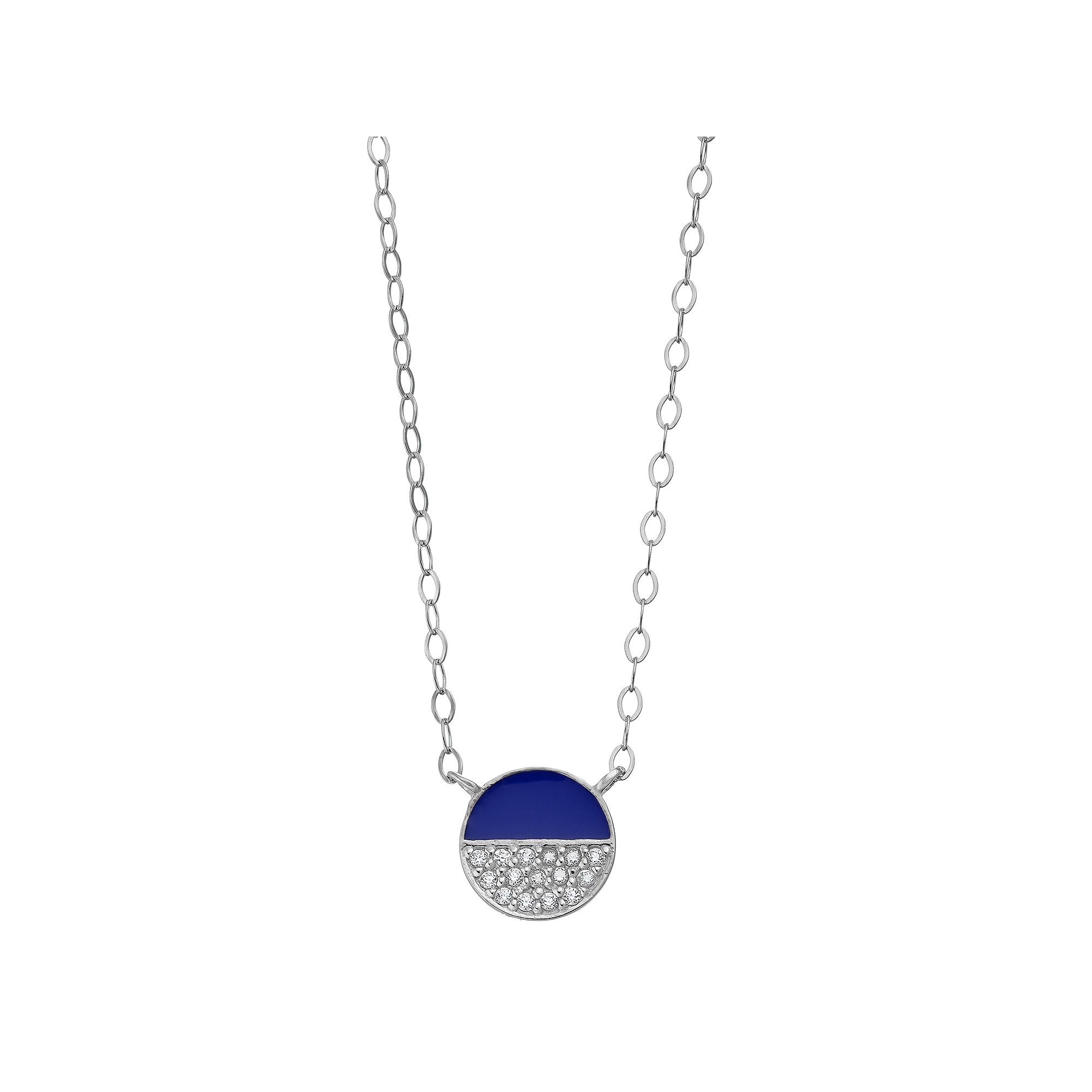 Aleure Precioso Sterling Silver Cubic Zirconia & Enamel Circle Necklace, W