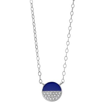 Aleure Precioso Sterling Silver Cubic Zirconia & Enamel Circle Necklace