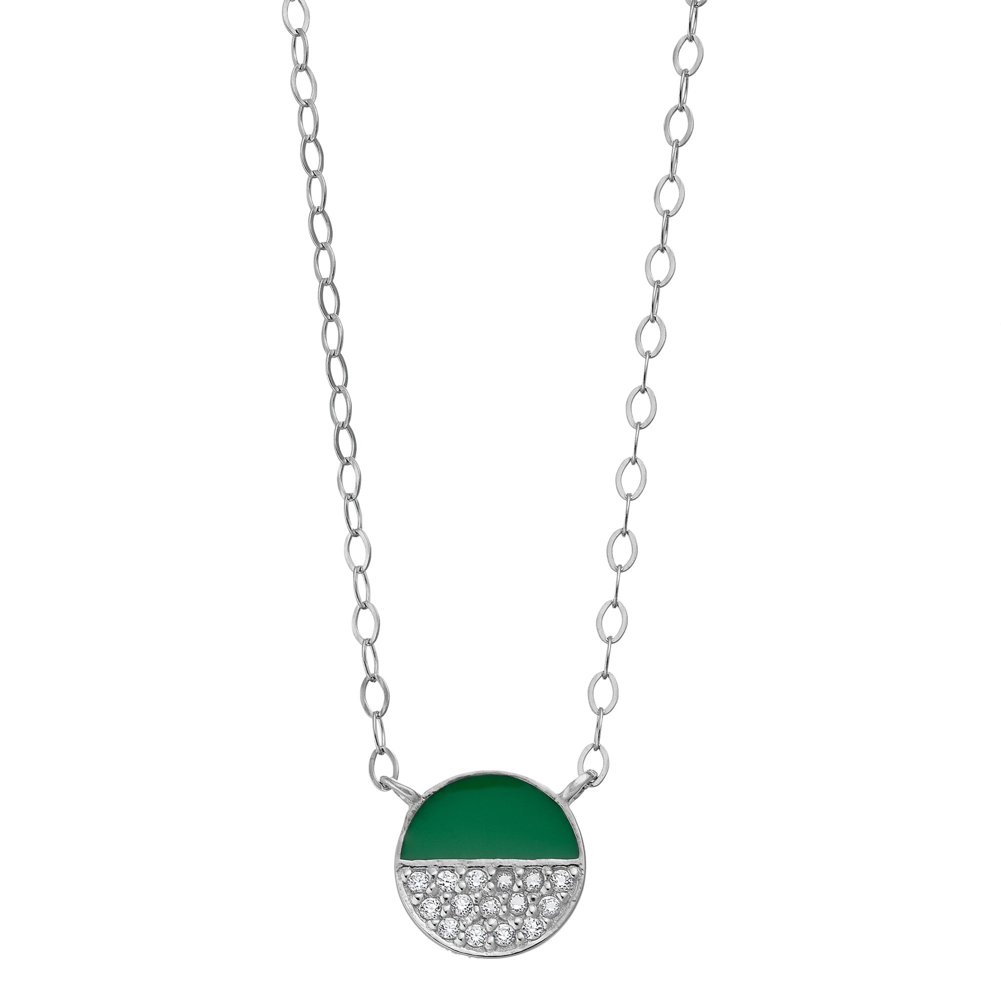 Aleure Precioso Sterling Silver Cubic Zirconia & Enamel Circle Necklace, W