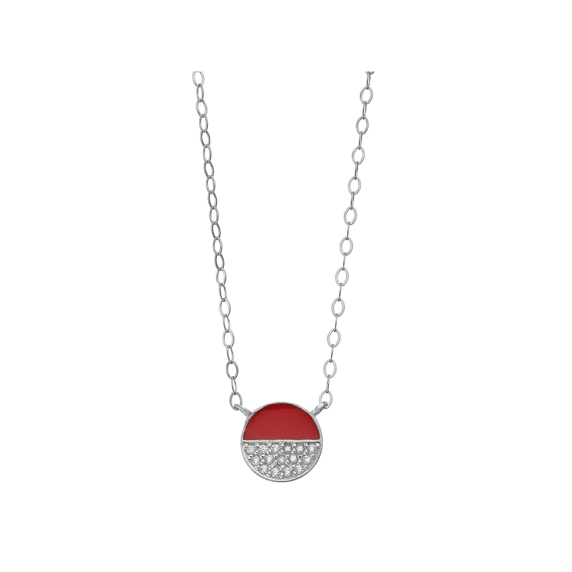 Aleure Precioso Sterling Silver Cubic Zirconia & Enamel Circle Necklace, W