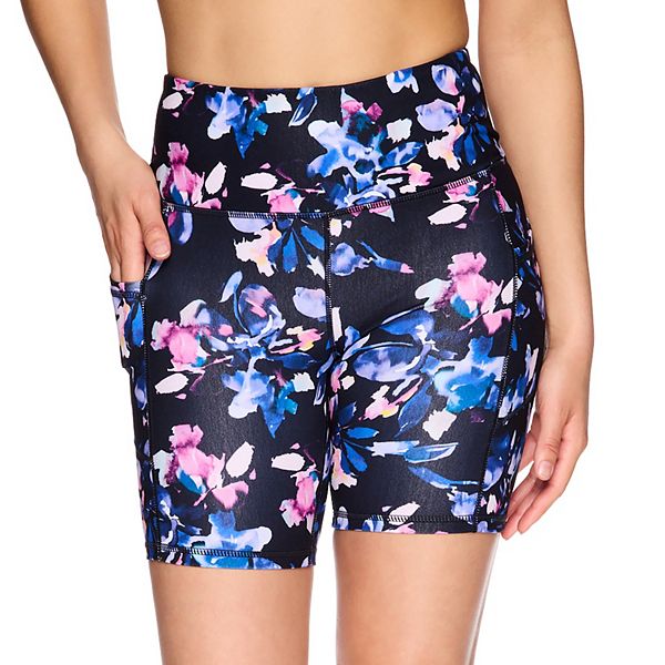 Women's Gaiam Om Iris Print HighWaisted Pocket Bike Shorts