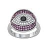 Sterling Silver Lab-Created Ruby & Cubic Zirconia Evil Eye Ring