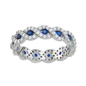 Sterling Silver Lab-Created Blue Spinel & Cubic Zirconia Ring