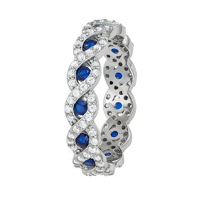 Sterling Silver Lab-Created Blue Spinel & Cubic Zirconia Ring